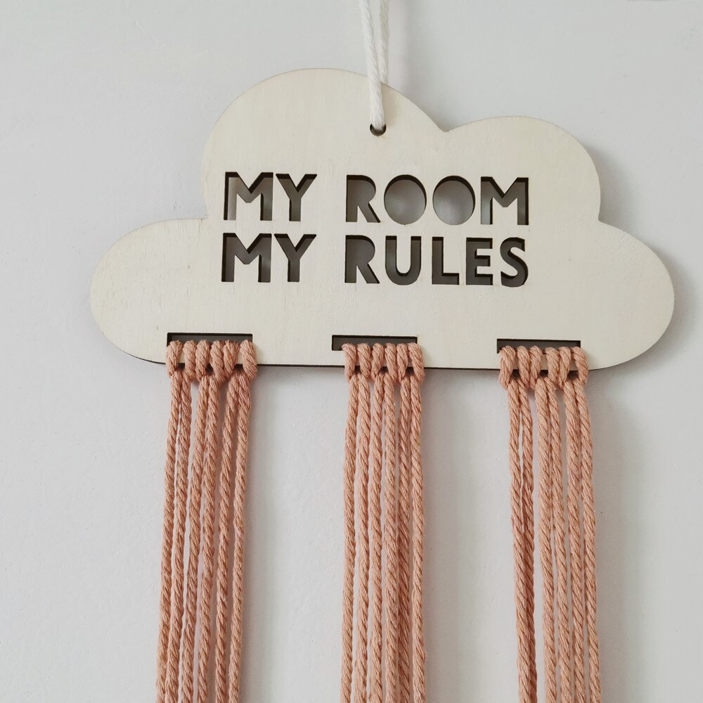 Organizador de horquillas de nube de madera para niña, soporte de pinzas para el pelo de bebé, almacenamiento de fotos de joyería, colgante para habitación de niños, adornos de pared