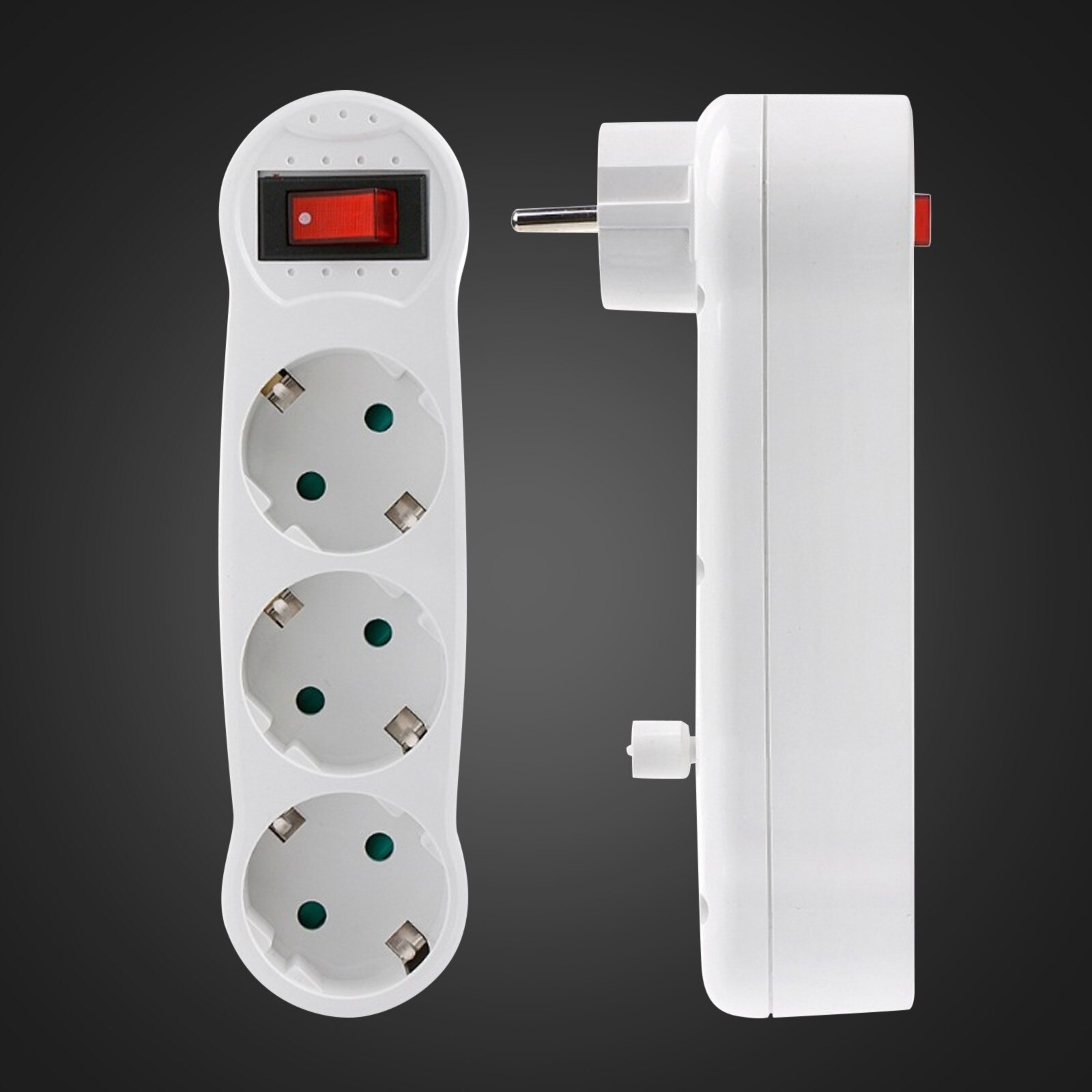 Adaptateur de chargeur mural, 3 prises, 2 prises rondes, 3 trous, avec interrupteur, prise de courant blanche, Standard européen,