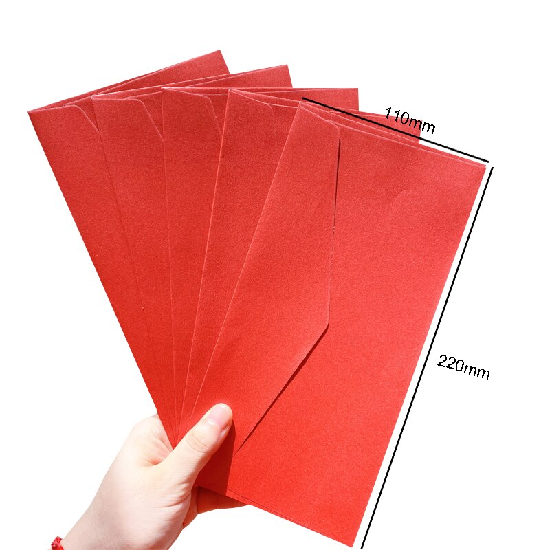 Lot de 5 enveloppes en papier couleur bonbon, 220x110mm, carte de vœux, papeterie ,: Rouge
