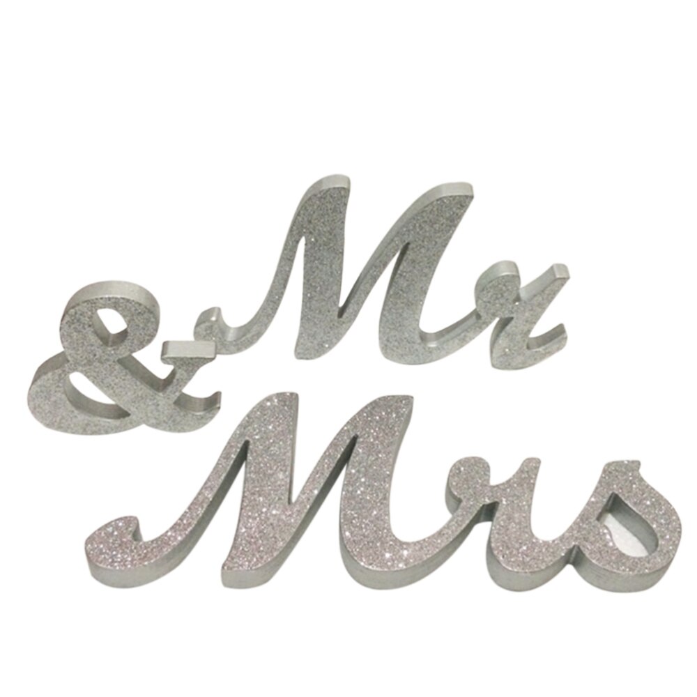 Herr & Frau Holz Buchstaben Hochzeit Dekoration Hochzeit Präsentieren (Silber): Ursprünglich Titel