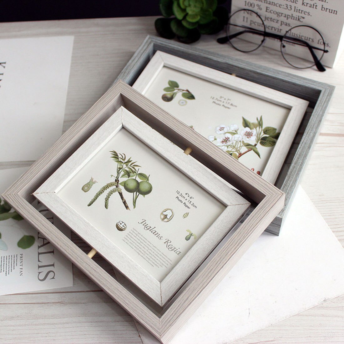 Rotating Wooden Photo Frame Picture Frame Photo Dispaly Living Room Photo Picture Holder Poster Frames Home Decor