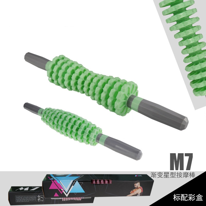 M7 aftagelige gear justerbare muskelrulle massagepind til yogablok dybvævsmassage til fitness yoga benarm: Grøn
