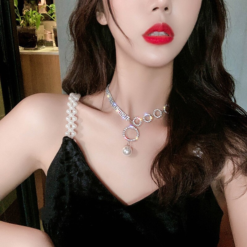 FUNZE Zoete Zilver Kleur Irregualr Choker Ketting voor Vrouwen Trend Liefde Hart Crystal Sleutelbeen Ketting Sieraden