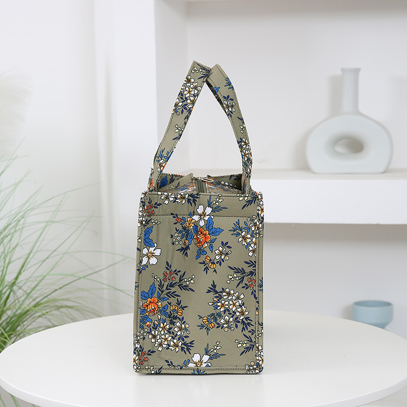 style nylon printing thickened large capacity handbag, work portable zipper semi-closed lunch box storage bag, bento bag