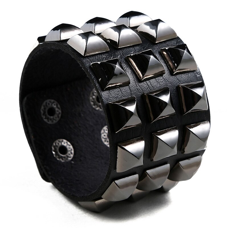 D&amp;d sort nitte bred læder wrap armbånd smykker rock punk flerlags armbånd til kvinder mænd armbånd armbånd: 1