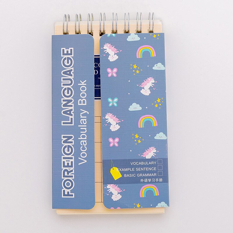 Fille coeur dessin animé licorne vocabulaire livre anglais apprentissage manuel Portable ombre ordinateur Portable: Bleu