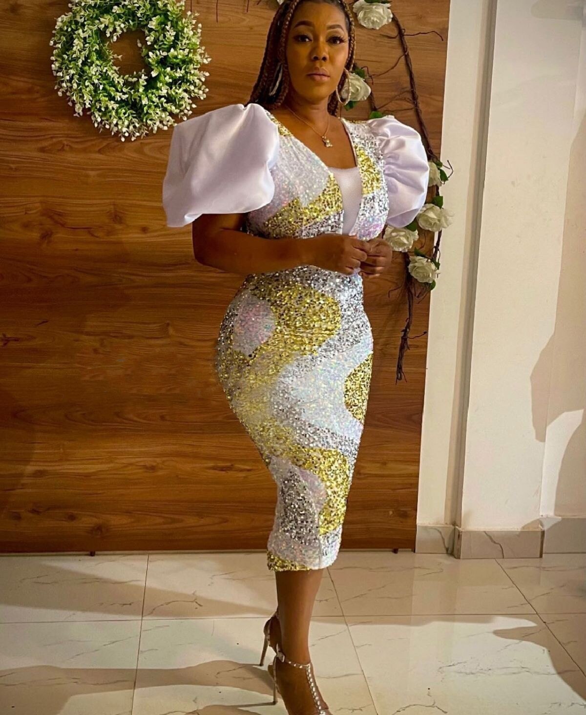 Dashiki-ropa clásica de estilo africano para mujer, vestidos elásticos de burbuja con lentejuelas de encaje, a la , para de nalgas