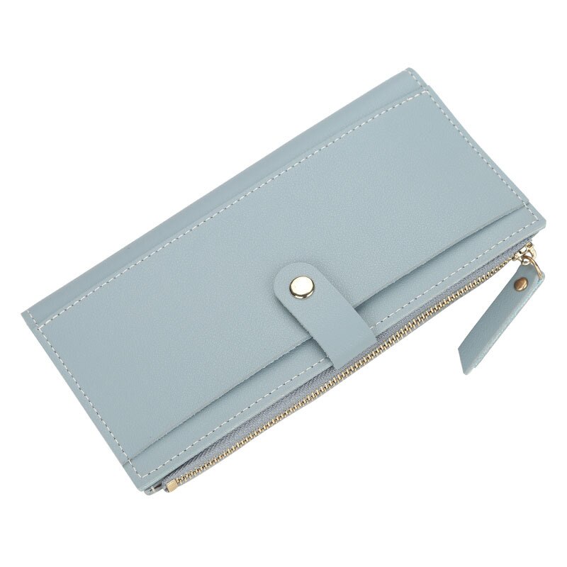 Bllerry Women's Portemonnee Eenvoudige Mode Multi Card Bit Kaarthouder Drievoudige Gesp Lange Portemonnee: Light Blue