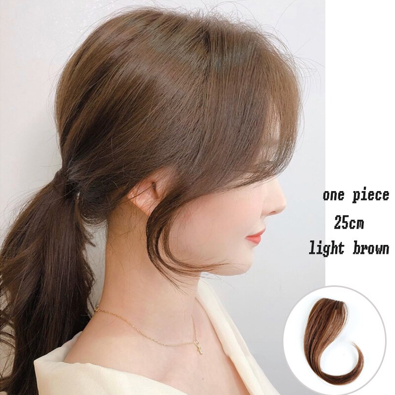 synthetic Bangs clip on Front Hair Side Fringe Hair Synthetic Hair Bangs Hairpiece Long Bangs Extensions for Women 25-35cm: 25-2-30-1