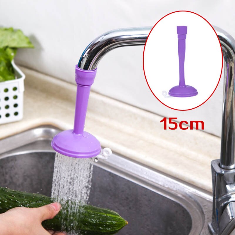 1pcs Kitchen Faucet Extenders Adjustable water Adapter Valve durable Rotatable Faucet Splash Tap Bathroom water shower filter: Purple 15cm