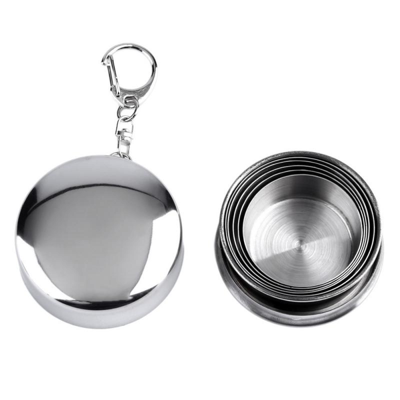 Reise Faltbare Teleskop Tasse Wandern Camping Wasser Kaffee Becher Edelstahl Falten Tasse Tragbare Einziehbare Tassen Mit Deckel