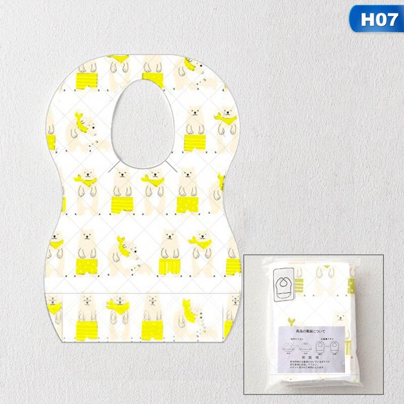 10Pcs/Lot Disposable Bibs Portable Baby Toddler Bibs Feeding Saliva Apron Paper Bibs Child Kids Waterproof Non-Woven Fabric Bibs: H07