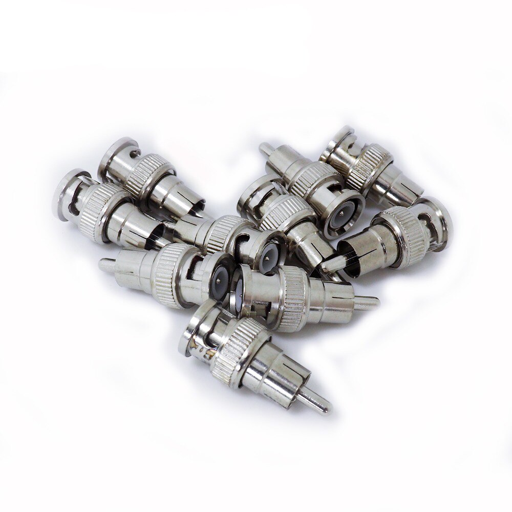 Convertidor de comunicación macho BNC a RCA conector coaxial macho completamente moldeado, adaptador para cámara de CCTV, entrada/salida de vídeo