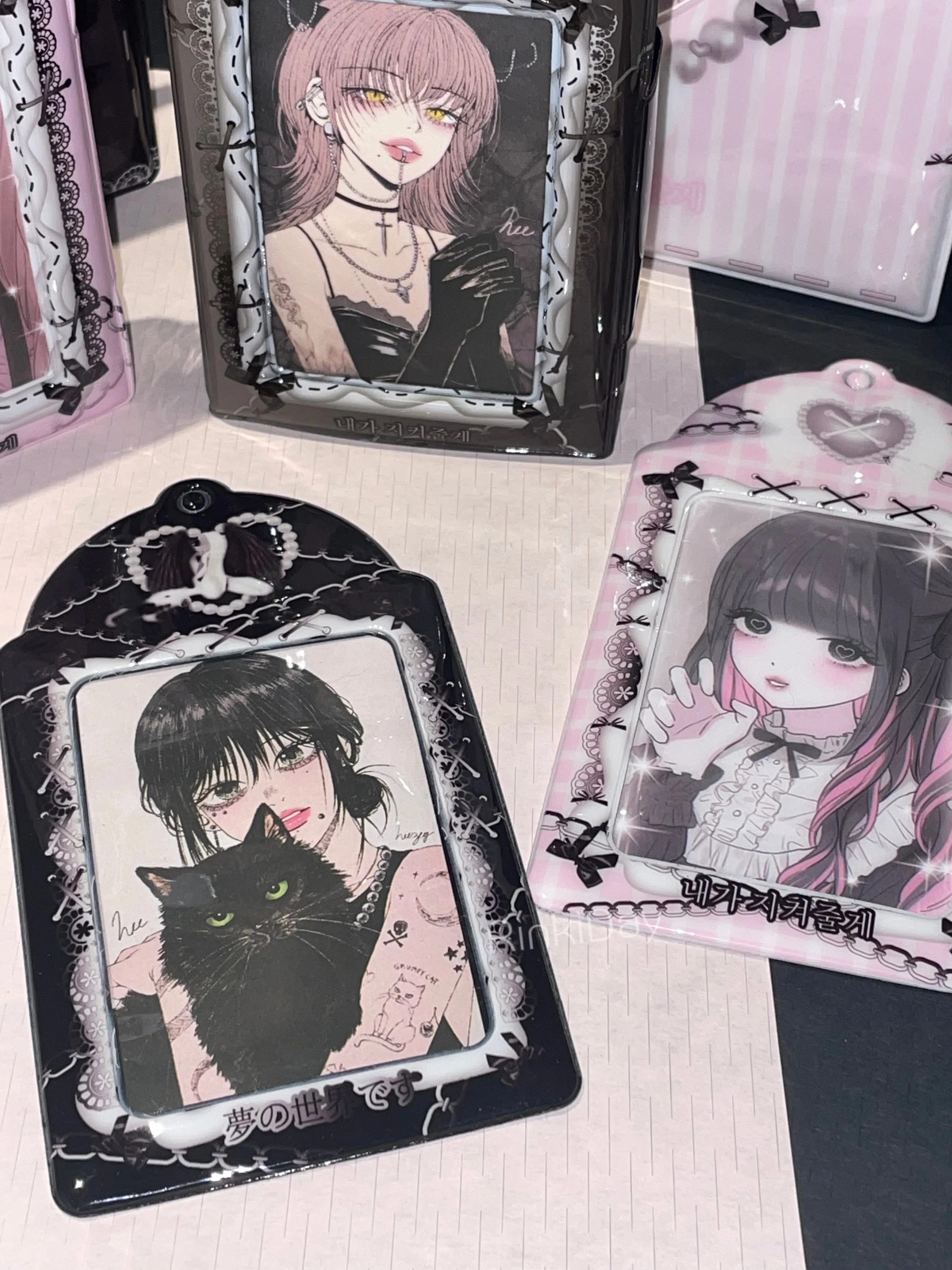 Ensemble de porte-cartes photo mignon, classeur à 2 grilles, pochette pour carte d'identité, livre de renforcement photo idole, album de 3 pouces