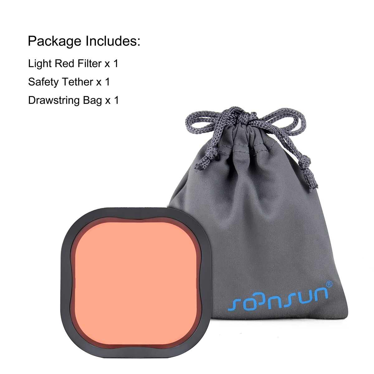SOONSUN – filtre de plongée pour GoPro Hero 10 9 8, boîtier étanche officiel noir-rouge clair, Magenta, 5x gros-plan, filtres Macro: Light Red Filter