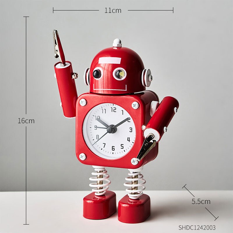 Home Decoration Robot Alarm Clock Multi-color Robot Model Study Bedroom Countertop Decor Children Birthday Bedside Clock