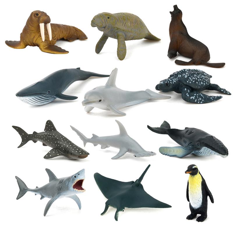 Shark REikirc 12 stks/set Plastic Figuren Sea Marine Animal Ocean Creatures Vis Miniatuur Simulatie Model Kids Toy