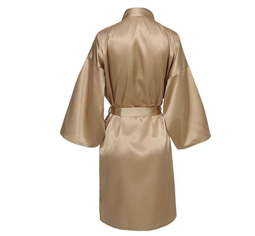 Bata de novia para equipo de de boda con letras negras, pijama de satén tipo kimono, albornoz de dama de honor SP2000: XXL / Gris oscuro