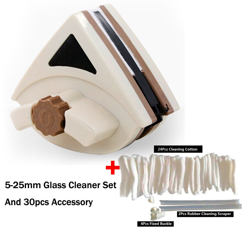Glider Magnetic Window Cleaner Wiper Double Sided Magnetic Washing Windows Glass Cleaning Magnets Glazed Brush Washer Tools: 5-25mm and accossory