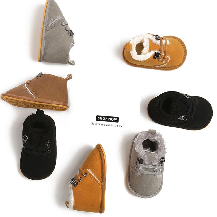 0-18M Neugeborenen Baby Booties Winter Warme Pelz Futter Nicht-Unterhose Gummi Sohle Stiefel Kleinkind Prewalkers 4 farben