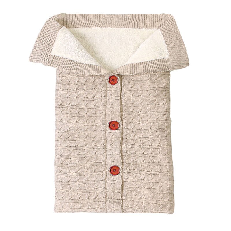 Pasgeboren Baby Winter Gebreide Fleece Slaap Sack Peuter Envelop Wandelwagen Zak Meisje Inbakeren Wrap Deken Stuff Voor Jongen Pasgeborenen Wikkeldeken Baby: beige