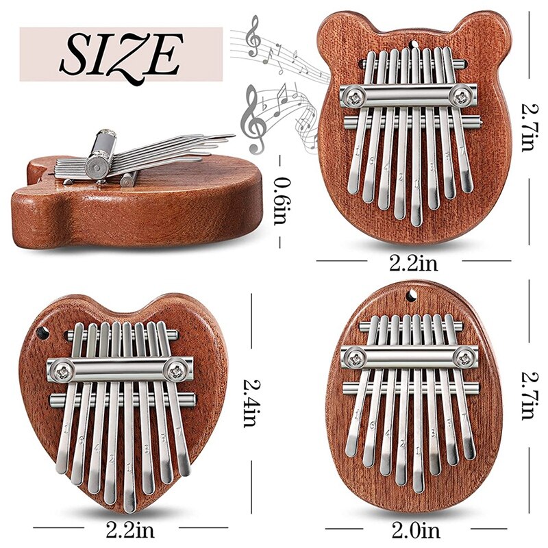 Mini Piano à pouce Portable, 3 paquets, 8 touches, Mini Piano de poche pour enfants et adultes, Instrument, accessoire