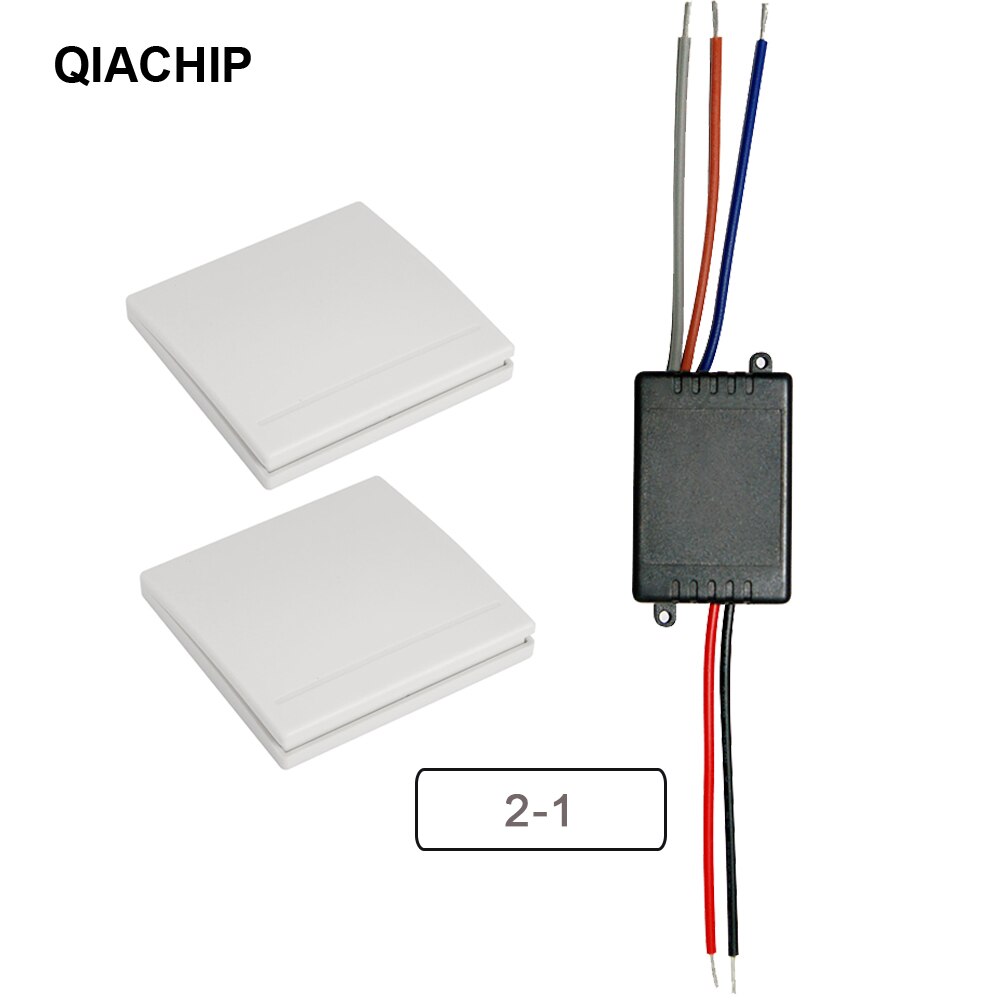 Qiachip 433 mhz trådløs smart lightrf fjernbetjening switch  dc 6v 24v modtager 86 type vægpanel trykknap soveværelse lampe: 2 rc og 1 modtager