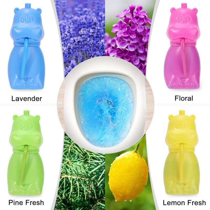 4 pz Ciotola Automatica Wc più pulito Carino a Forma di Ippopotamo Serbatoio di Pulizia Candeggina E Blu Bolla di Scarico Pulizia Igienica