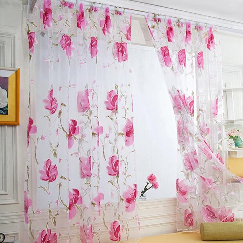 200*100cm Tulle Curtains For The Kitchen Living Room Solid Sheer Curtains European And American Style Tulle Window Curtains: Pink
