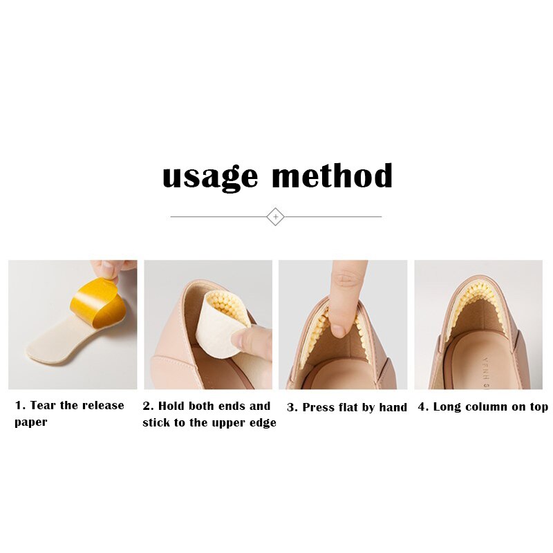 4D Heel Patch Silicone Rubber Heel Sticker with Soft Anti-wear Dots 2/4/5/6mm Thick for High Heels Shoes too Loose FK88