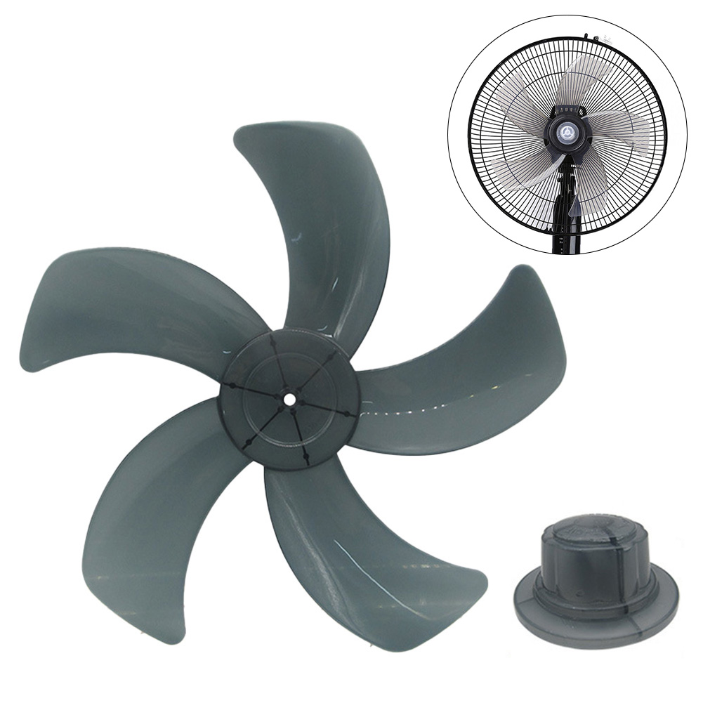 16 Inch Household Fan Blade Five Leaves With Nut Cover For Pedestal Fan Table Floor Fan Blade Gray Fan Blade Accessories