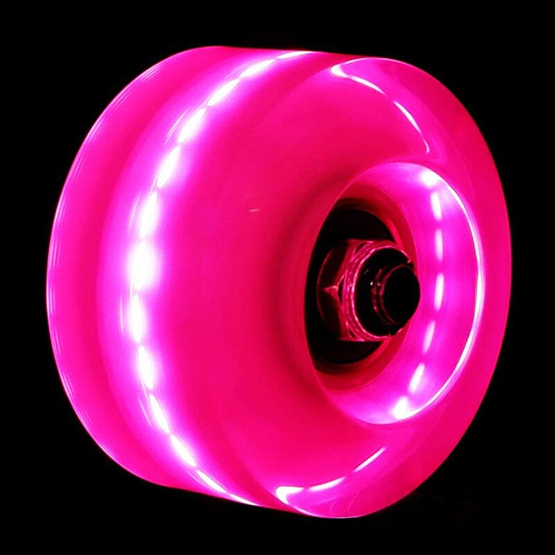 Ruedas luminosas para patines, accesorios de patinaje recreativo de Hockey, LED parpadeantes, 4 piezas: Pink Purple
