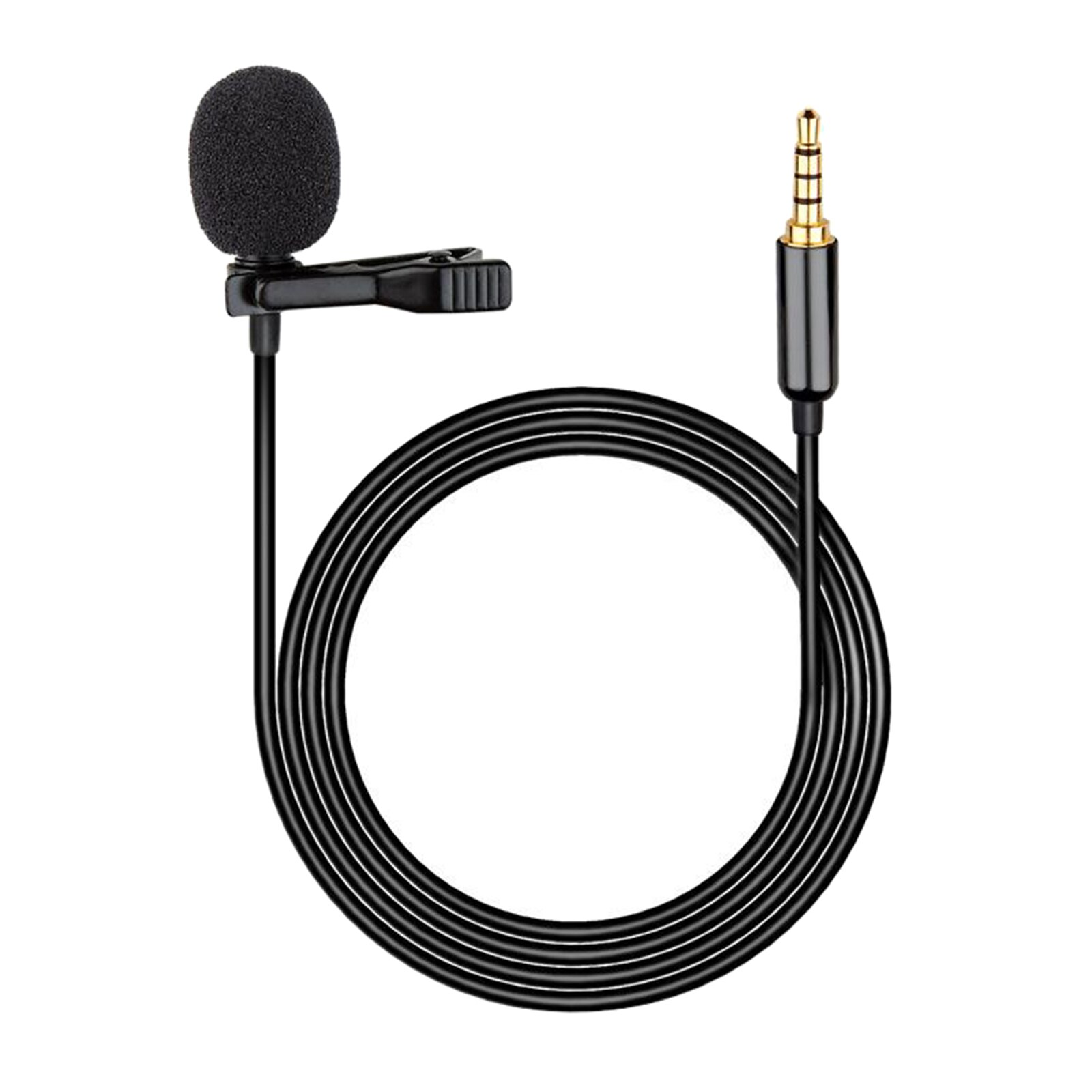 Clip-on Lapel Mic Stereo Audio 3.5mm Jack Lavalier Microphone w/ Storage Bag