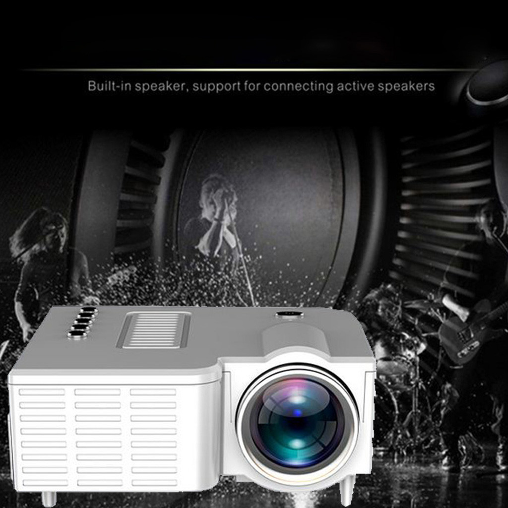 Projecteur prise US LED Portable Home cinéma vidéoprojecteur Support HD1080P pour film extérieur blanc