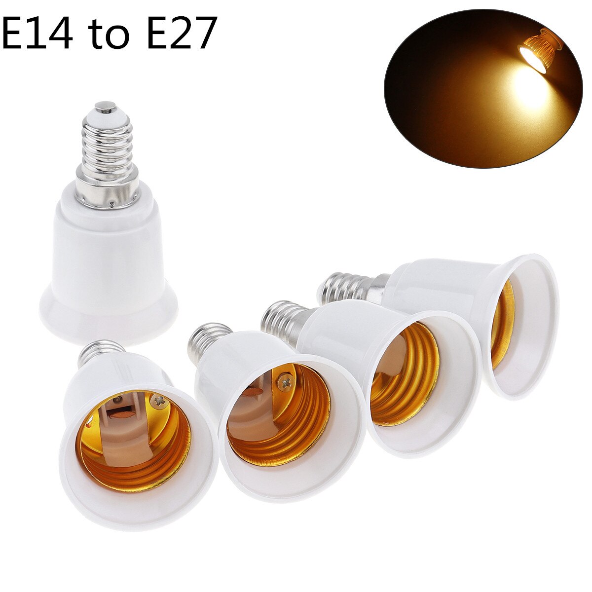 5 stk/parti  b22 to e27 e14 toe 27 led pære sokkel adapter universal lyskonverter lampe fatning holder led pære fatninger  e27 skrue pære: E14 to e27