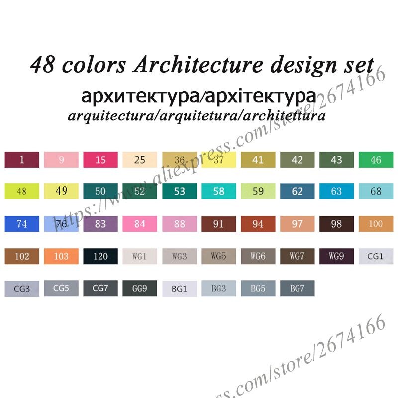 TouchFIVE Dual Tips Art Sketch Twin Marker Pens 36 48 72 80 168 Colors Alcohol Based Ink Art Markers for Student and: 48 Architecture Set