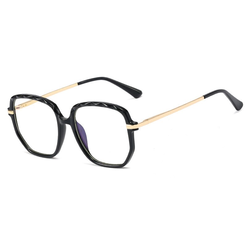 48259 Vierkante Anti Blauw Brilmonturen Big Frame Vrouwen Optische Mode Computer Bril: C1Black