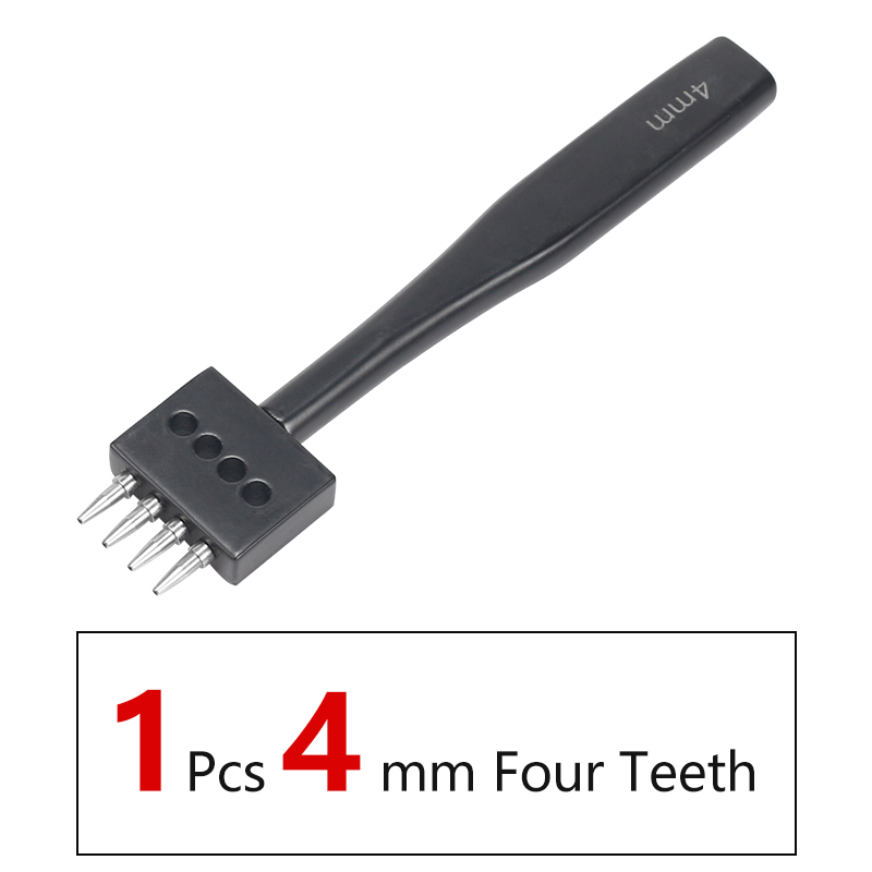 Leather Hole Punch Craft, Round Hole DIY Sewing Chisel Leather Working Tool, 4 5 6mm Spacing Leather Hole Punch, 2/4/6/Holes: 1PCS-4MM-4Teeth