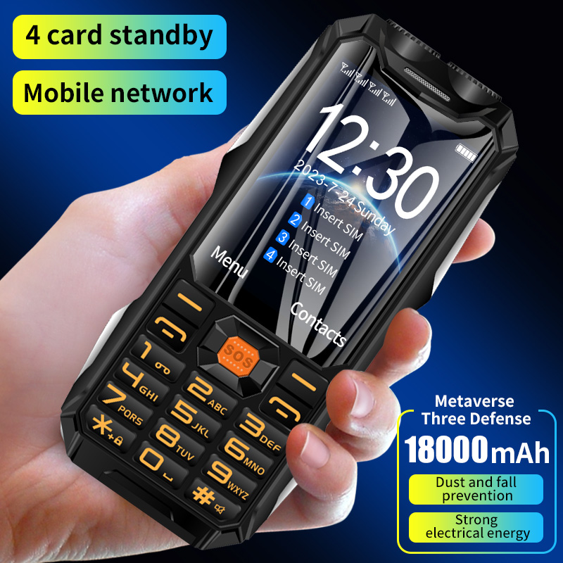 YEEMI Q9 GSM 2G red teléfono móvil 4 tarjetas SIM barra resistente teléfono móvil pantalla HD de 3,5 pulgadas batería grande voz fuerte para personas mayores