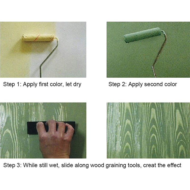 Wood Grain Tool 4 Inch Rubber Graining Pattern Scraper Tool for Wall Painting Decoration DIY MS14(Blue 2Pcs)