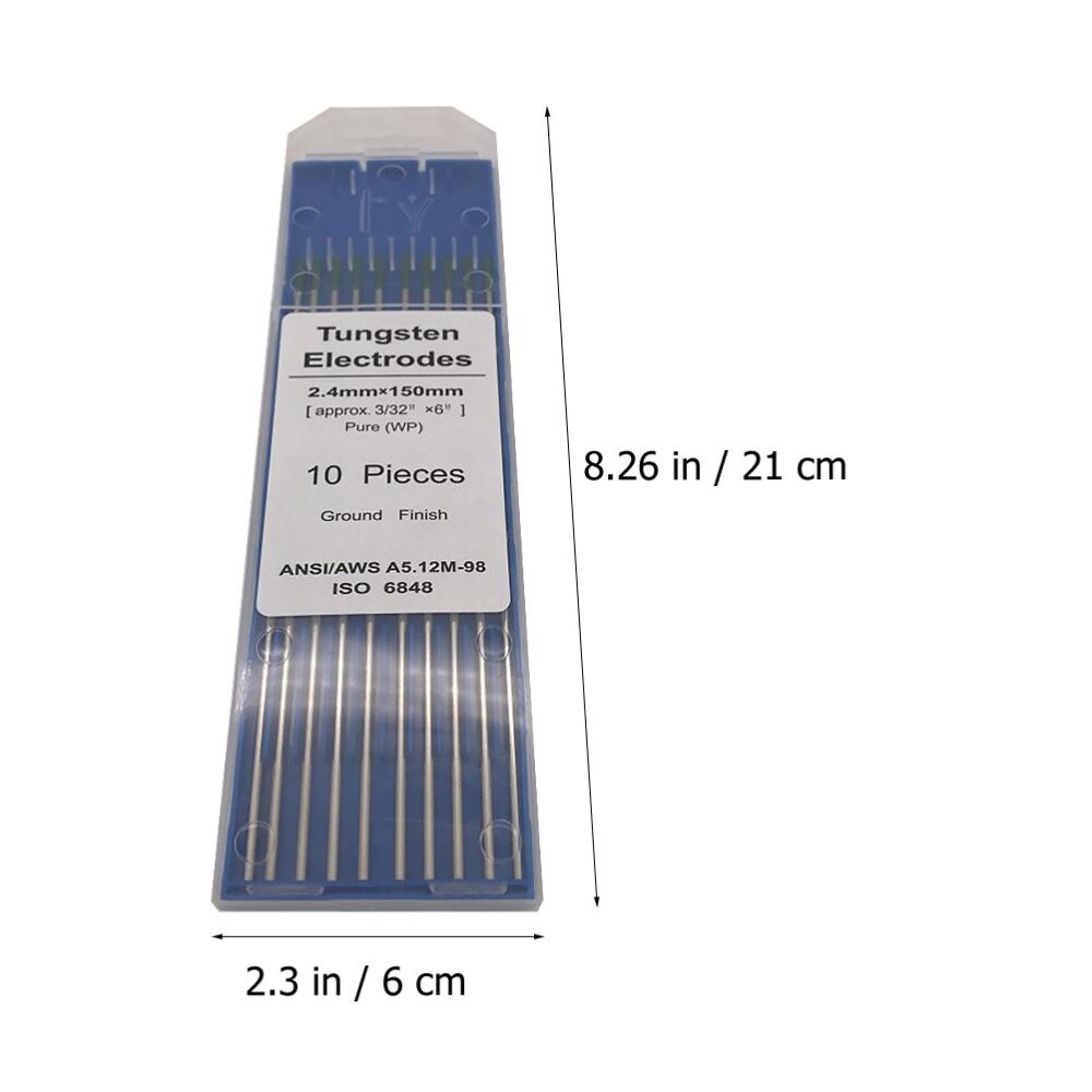 1 Pack Pure Tungsten Electrodes WP Durable Ground Finish Tungsten Electrode Welding Electrode for Arc Welding TIG