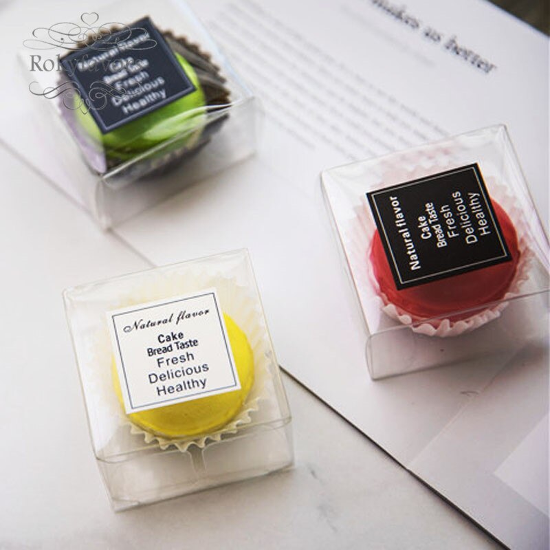 50PCS 5x5x3.5cm Clear Plastic PVC Macaron Box for 1 Macarons Party Supplies Bomboniere Favors Boxes with Protect Film