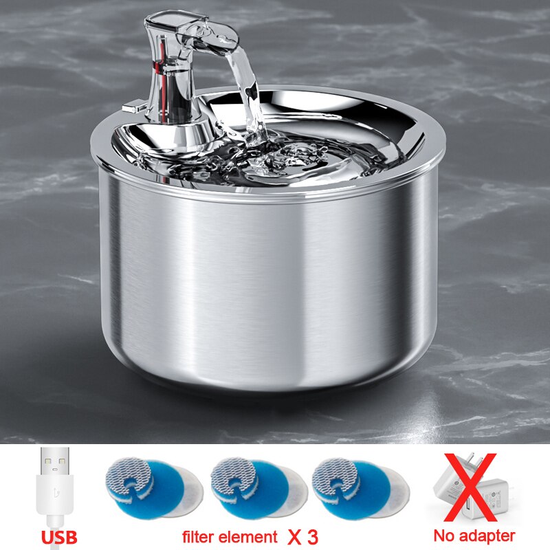 Fuente de agua inteligente para gatos, dispensador de agua con filtro automático, alimentador, Sensor de movimiento, tazón de acero inoxidable para mascotas: A-Filter X3