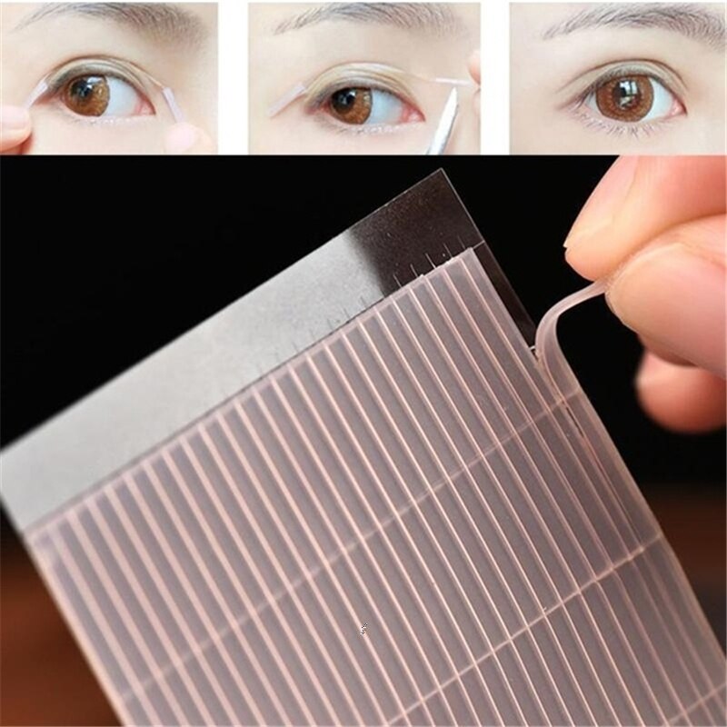 100 Stks/pak Dubbele Kanten Ooglid Stickers Magic Stretch Fiber Lijm Medische Eye Tape Strips Voor Natuurlijke Uitziende Gekreukt Ooglid