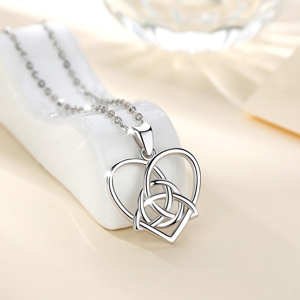 EUDORA 925 Sterling Silver Celtic knot Pendant trinity knot Necklace good luck Jewelry For Lady girl Year D115