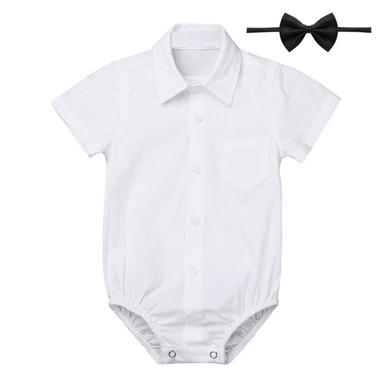 Kleinkind Baby Jungen Baumwolle Strampler Herbst Langen Ärmeln Formale Gentleman Hemd Strampler Gesamt mit Schwarz Fliege einstellen: 2 / 12m