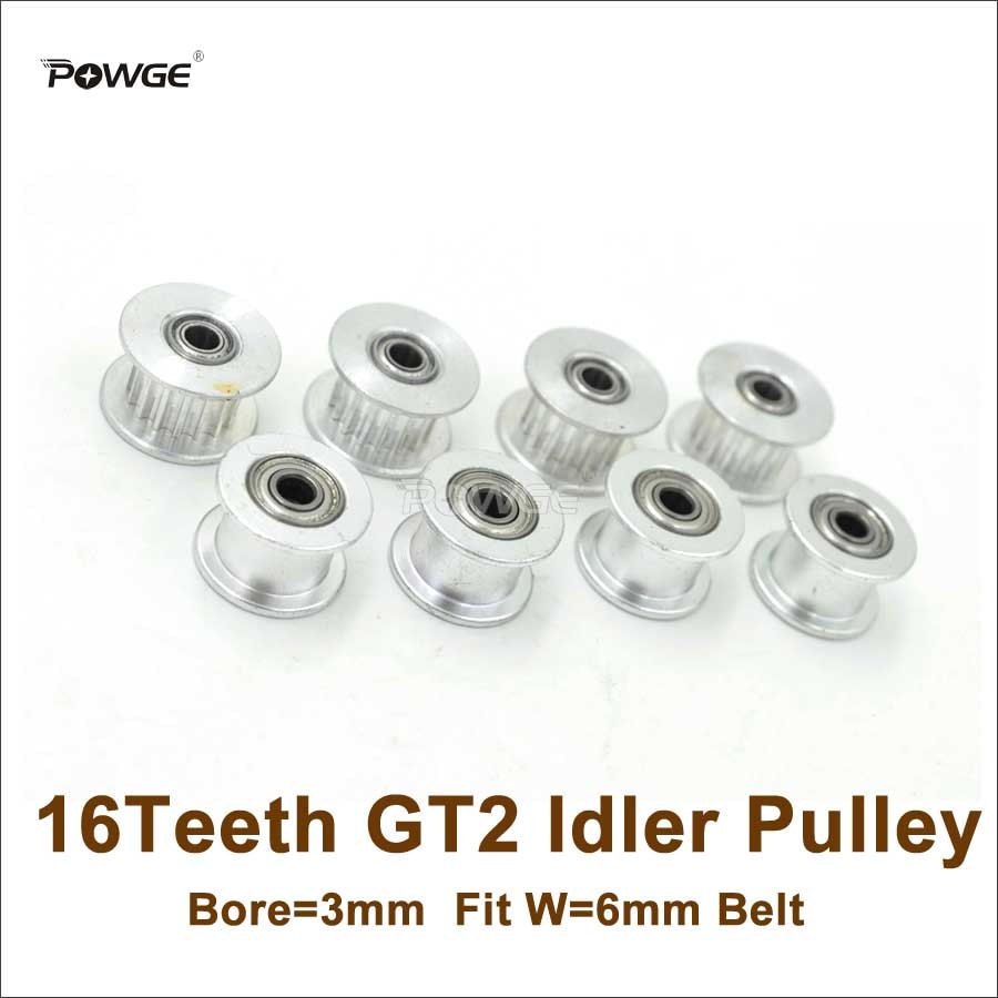 POWGE 5 pièces 16 dents 2GT poulie tendeur alésage 3mm 16 dents poulie Passive 16 T 20 Geer GT2 poulie de ralenti pour largeur 6mm GT2 ceinture
