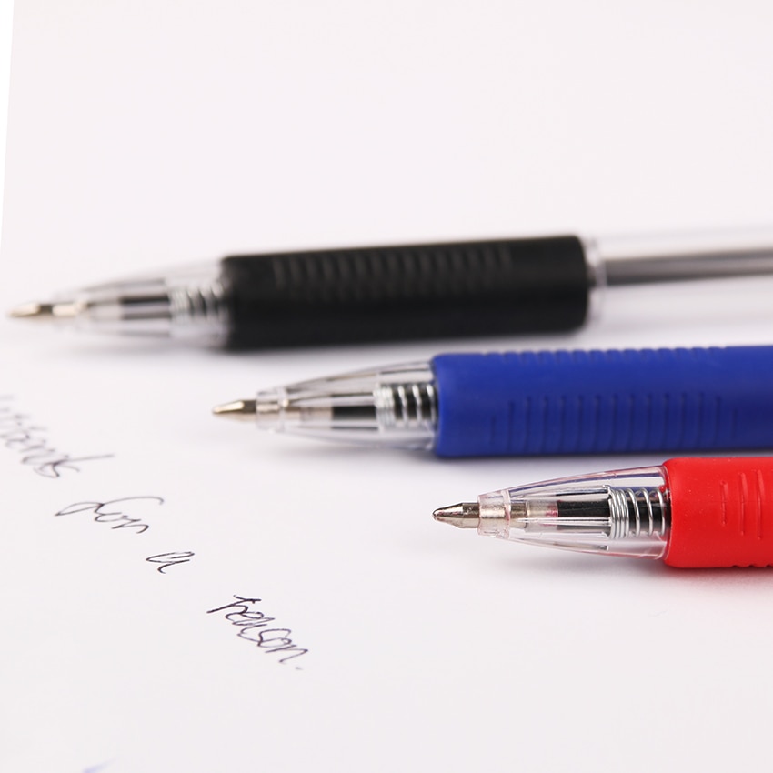 TENFON 1PC bolígrafo de plástico rojo azul y negro 3 colores bolígrafo de punta de bola transparente B-522
