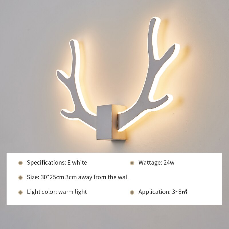 ledet vegglampe moderne stue soverom nattbord hvit ledet lampett sirkel gevir plommeblomst midtgang korridor vegglampe: type e-hvit / Varm hvit