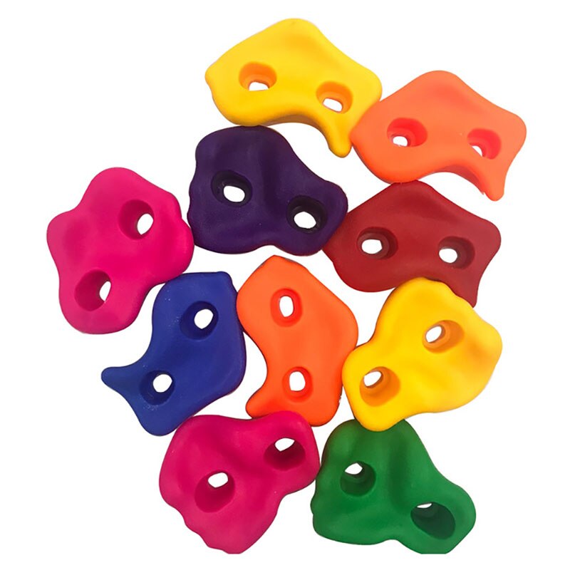 10 stk / sæt flerfarvet plastvæg sten små børns legetøjsgreb klatresæt assorteret uden skruer: Default Title